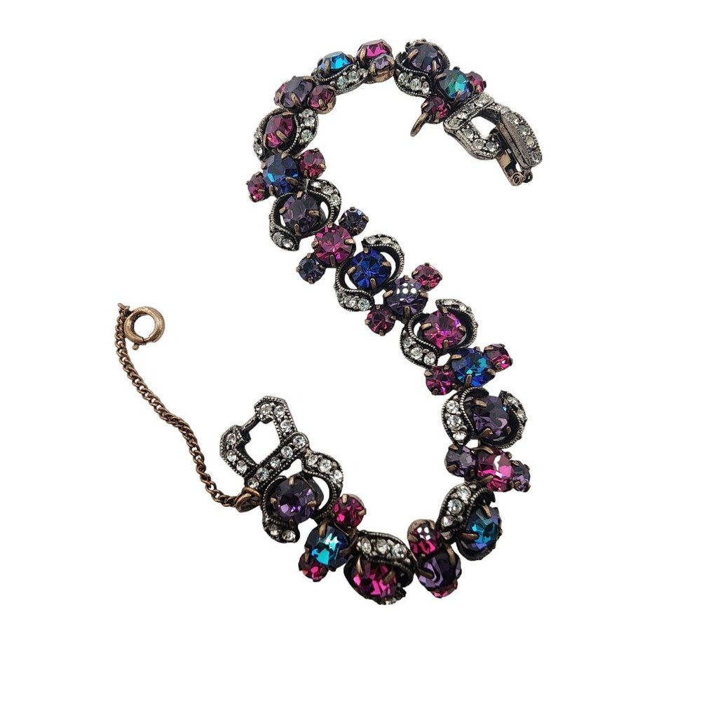 Vintage Signed Weiss Older Rhinestone Bracelet (A3834)